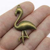 WYSIWYG 10pcs 47x25mm Flamingos Charms Pendants For Jewelry Making 2 Colors Antique Silver Plated Antique Bronze Plated
