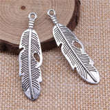 WYSIWYG 10pcs 49x13mm Feather Charms Pendants For Jewelry Making 2 Colors Antique Silver Plated Antique Bronze Plated