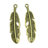 WYSIWYG 10pcs 49x13mm Feather Charms Pendants For Jewelry Making 2 Colors Antique Silver Plated Antique Bronze Plated