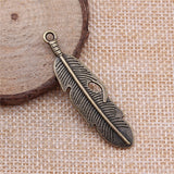 WYSIWYG 10pcs 49x13mm Feather Charms Pendants For Jewelry Making 2 Colors Antique Silver Plated Antique Bronze Plated