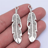 WYSIWYG 10pcs 49x13mm Feather Charms Pendants For Jewelry Making 2 Colors Antique Silver Plated Antique Bronze Plated