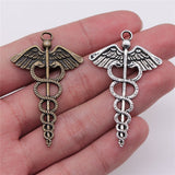 WYSIWYG 10pcs 49x30mm Pendant Caduceus Medical Symbol Caduceus Medical Symbol Charm Caduceus Medical Symbol Pendants