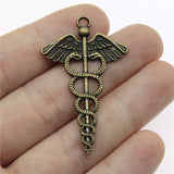 WYSIWYG 10pcs 49x30mm Pendant Caduceus Medical Symbol Caduceus Medical Symbol Charm Caduceus Medical Symbol Pendants