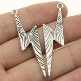 WYSIWYG 10pcs 50x14mm Lightning Charms Pendants For Jewelry Making 2 Colors Antique Silver Plated Antique Bronze Plated
