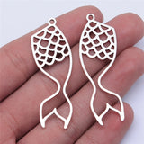 WYSIWYG 10pcs 50x18mm Antique Silver Color Mermaid Tail Charms Pendant For Jewelry Making DIY Jewelry Findings