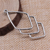 WYSIWYG 10pcs 50x25mm Antique Silver Color Hollow Geometric Earrings Pendant Charms Pendant For Jewelry Making