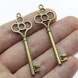 WYSIWYG 10pcs 54x18mm Antique Silver Color Key Charms For Jewelry Making
