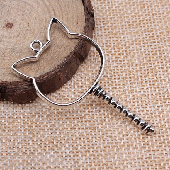 WYSIWYG 10pcs 54x29mm Rabbit Head Epoxy Alloy Frame Charms DIY Antique Silver Color Antique Bronze Color For Jewelry Making