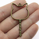 WYSIWYG 10pcs 54x29mm Rabbit Head Epoxy Alloy Frame Charms DIY Antique Silver Color Antique Bronze Color For Jewelry Making