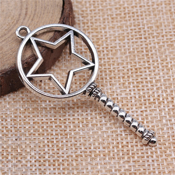 WYSIWYG 10pcs 55x25mm Magic Wand Epoxy Alloy Frame Charms DIY Antique Silver Color Antique Bronze Color For Jewelry Making