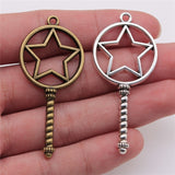 WYSIWYG 10pcs 55x25mm Magic Wand Epoxy Alloy Frame Charms DIY Antique Silver Color Antique Bronze Color For Jewelry Making