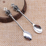 WYSIWYG 10pcs 57x9mm Charms Kitchen Spoon Crown Antique Silver Color Pendants Making DIY Handmade Jewelry