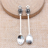 WYSIWYG 10pcs 57x9mm Charms Kitchen Spoon Crown Antique Silver Color Pendants Making DIY Handmade Jewelry