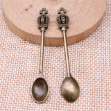 WYSIWYG 10pcs 57x9mm Charms Kitchen Spoon Crown Antique Silver Color Pendants Making DIY Handmade Jewelry