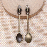 WYSIWYG 10pcs 57x9mm Charms Kitchen Spoon Crown Antique Silver Color Pendants Making DIY Handmade Jewelry