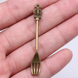 WYSIWYG 10pcs 60x8mm Crown Fork Charms For Jewelry Making Jewelry Accessories Antique Silver Plated Antique Bronze Plated