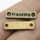 10 piezas de 6 x 23 mm, conectores de placa de la amistad para joyería, 2 colores, chapado en plata antigua y bronce antiguo, ef4463