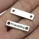 10 piezas de 6 x 23 mm, conectores de placa de la amistad para joyería, 2 colores, chapado en plata antigua y bronce antiguo, ef4463