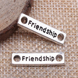 10 piezas de 6 x 23 mm, conectores de placa de la amistad para joyería, 2 colores, chapado en plata antigua y bronce antiguo, ef4463