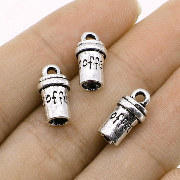 WYSIWYG 10pcs 7x14mm A Cup Of Coffee Charms Antique Silver Color For Jewelry Making Charms Pendant DIY Jewelry Findings EF3763