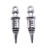 WYSIWYG 10pcs 7x25mm Stereo Syringe Pendant Charms Antique Silver Color For Jewelry Making Zinc Alloy Jewelry Findings