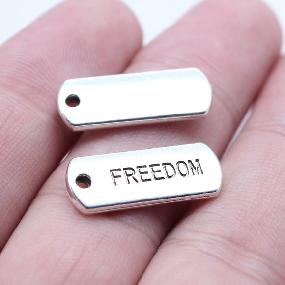 10pcs 8x21mm Antique Silver Color Freedom Tag Charms Pendant For DIY Jewelry Making Handmade Jewelry Craft Findings EF4636