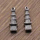 WYSIWYG 10pcs 8x26mm Pagoda Charms Antique Silver Color For Jewelry Making Zinc Alloy Charms Pendant DIY Jewelry Findings