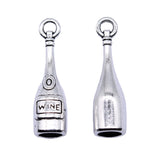 WYSIWYG 10pcs 8x27mm Wine Bottle Charms Antique Silver Color For Jewelry Making Zinc Alloy Charms Pendant DIY Jewelry Findings