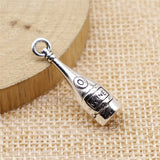 WYSIWYG 10pcs 8x27mm Wine Bottle Charms Antique Silver Color For Jewelry Making Zinc Alloy Charms Pendant DIY Jewelry Findings