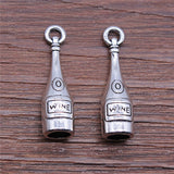 WYSIWYG 10pcs 8x27mm Wine Bottle Charms Antique Silver Color For Jewelry Making Zinc Alloy Charms Pendant DIY Jewelry Findings