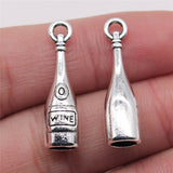 WYSIWYG 10pcs 8x27mm Wine Bottle Charms Antique Silver Color For Jewelry Making Zinc Alloy Charms Pendant DIY Jewelry Findings