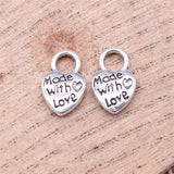 WYSIWYG 10pcs 9x14mm Made With Love Heart Charms Pendants For Jewelry Making DIY Jewelry Findings Jewelry Accessories