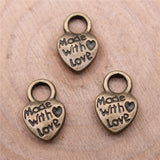 WYSIWYG 10pcs 9x14mm Made With Love Heart Charms Pendants For Jewelry Making DIY Jewelry Findings Jewelry Accessories