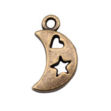 WYSIWYG 10pcs 9x17mm Crescent Moon Stars Love Heart Charms Pendant Diy Jewelry Findings Antique Silver Color Antique Bronze