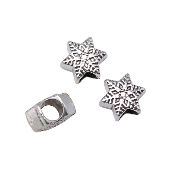 WYSIWYG 10pcs 9x9x6mm Snowflake European Big Hole Bead Charm Snowflake Spacer Beads Christmas Snowflake Beads