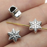 WYSIWYG 10pcs 9x9x6mm Snowflake European Big Hole Bead Charm Snowflake Spacer Beads Christmas Snowflake Beads