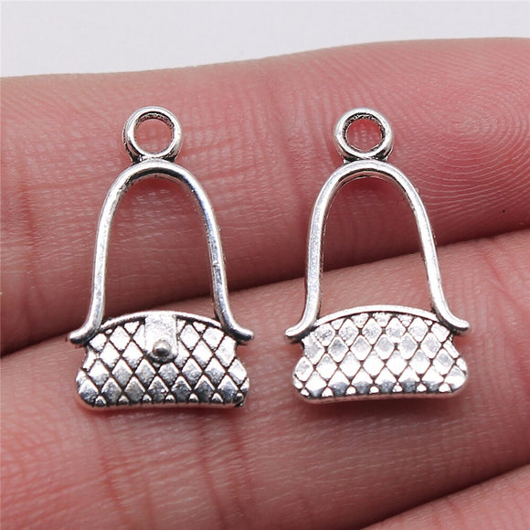 WYSIWYG 10pcs Antique Silver Color 12x20mm Women'S Bags Charms Pendant For Jewelry Making Diy Jewelry Findings