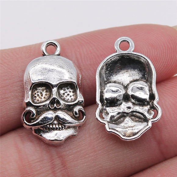 WYSIWYG 10pcs Antique Silver Color 14x22mm Mustache Skull Charms Pendant For Jewelry Making Diy Jewelry Findings
