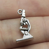 WYSIWYG 10pcs Antique Silver Color Biological Microscope Charm Jewellery Pendant For Bracelet Necklace 21x11mm