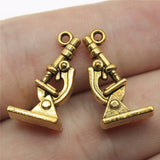 WYSIWYG 10pcs Antique Silver Color Biological Microscope Charm Jewellery Pendant For Bracelet Necklace 21x11mm