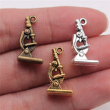 WYSIWYG 10pcs Antique Silver Color Biological Microscope Charm Jewellery Pendant For Bracelet Necklace 21x11mm