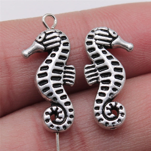 WYSIWYG 10pcs Antique Silver Color Seahorse Spacer Beads For Jewelry Making Bracelet DIY Findings 21x10mm EF3942