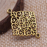 WYSIWYG 10pcs Antique Silver Color Square Flower Charm Connectors for Making Bracelet Handmade DIY Jewelry Accessories 28x22mm