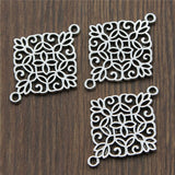 WYSIWYG 10pcs Antique Silver Color Square Flower Charm Connectors for Making Bracelet Handmade DIY Jewelry Accessories 28x22mm
