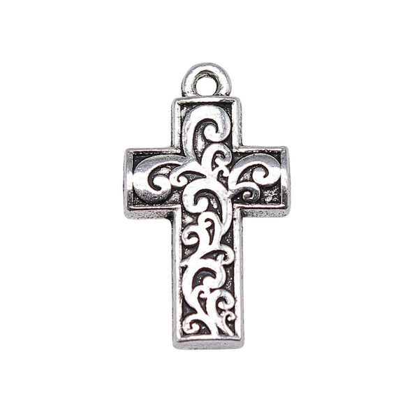 WYSIWYG 10pcs Antique Silver Color Tone 14x25mm Cross Charms Pendant For Jewelry Making DIY Jewelry Findings