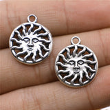 WYSIWYG 10pcs Antique Silver Color Tone 17x20mm Sun Charms Pendant For Jewelry Making DIY Jewelry Findings
