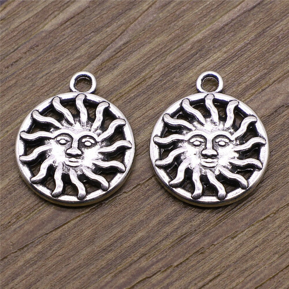 WYSIWYG 10pcs Antique Silver Color Tone 17x20mm Sun Charms Pendant For Jewelry Making DIY Jewelry Findings