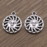 WYSIWYG 10pcs Antique Silver Color Tone 17x20mm Sun Charms Pendant For Jewelry Making DIY Jewelry Findings