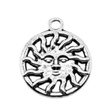 WYSIWYG 10pcs Antique Silver Color Tone 17x20mm Sun Charms Pendant For Jewelry Making DIY Jewelry Findings