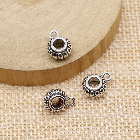 WYSIWYG 10pcs Bail Beads For Jewelry Making Charms Jewelry Accessories Antique Silver Color 9x12mm For Jewelry Making